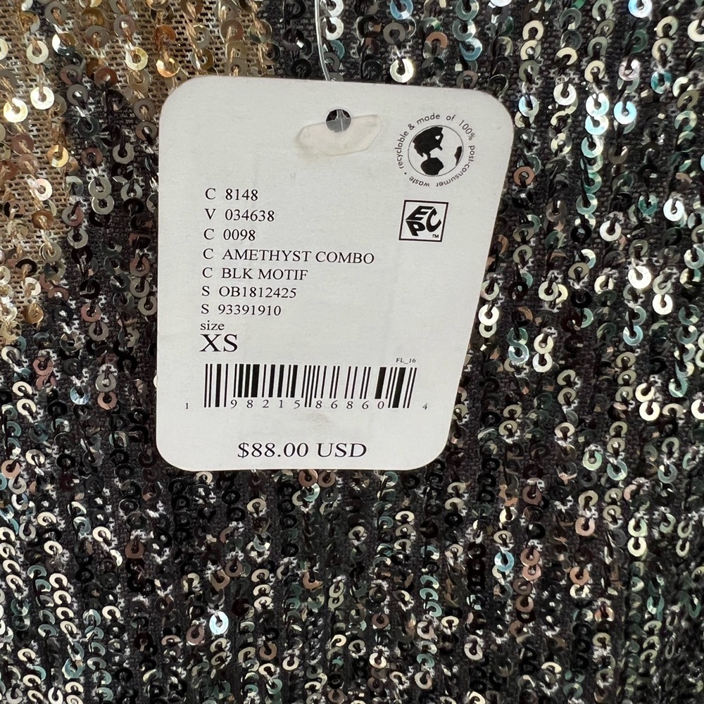 NWT new XS free people Gold Rush Floral Sequin Long Sleeve Top black purple - Picture 5 of 15